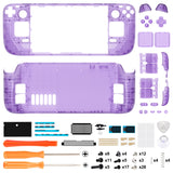 eXtremeRate Replacement Clear Atomic Purple Full Set Shell with Buttons for Steam Deck Console - QESDM003