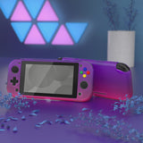 PlayVital Customized Protective Grip Case for NS Switch Lite, Clear Atomic Purple Rose Red Hard Cover Protector for NS Switch Lite - 1 x Black Border Tempered Glass Screen Protector Included - YYNLP007