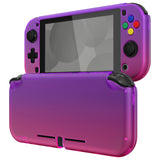 PlayVital Customized Protective Grip Case for NS Switch Lite, Clear Atomic Purple Rose Red Hard Cover Protector for NS Switch Lite - 1 x Black Border Tempered Glass Screen Protector Included - YYNLP007