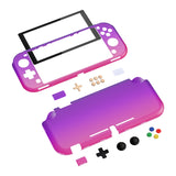 PlayVital Customized Protective Grip Case for NS Switch Lite, Clear Atomic Purple Rose Red Hard Cover Protector for NS Switch Lite - 1 x Black Border Tempered Glass Screen Protector Included - YYNLP007