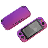 PlayVital Customized Protective Grip Case for NS Switch Lite, Clear Atomic Purple Rose Red Hard Cover Protector for NS Switch Lite - 1 x Black Border Tempered Glass Screen Protector Included - YYNLP007