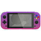 PlayVital Customized Protective Grip Case for NS Switch Lite, Clear Atomic Purple Rose Red Hard Cover Protector for NS Switch Lite - 1 x Black Border Tempered Glass Screen Protector Included - YYNLP007