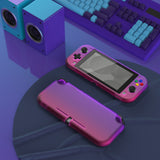 PlayVital Customized Protective Grip Case for NS Switch Lite, Clear Atomic Purple Rose Red Hard Cover Protector for NS Switch Lite - 1 x Black Border Tempered Glass Screen Protector Included - YYNLP007