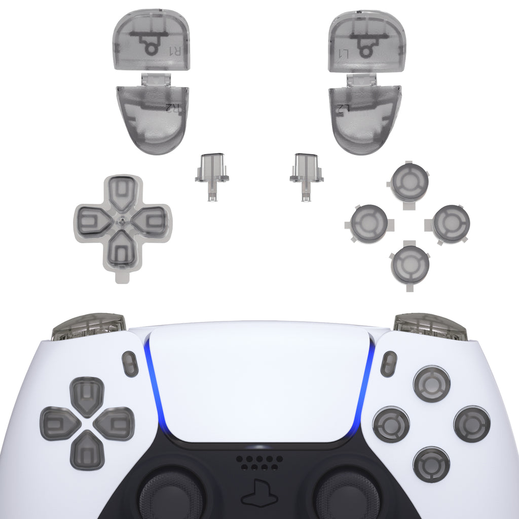 Clear Black Full Set Buttons Compatible with ps5 Controller BDM
