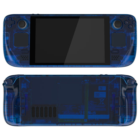 eXtremeRate Replacement Clear Blue Full Set Shell with Buttons for Steam Deck LCD - QESDM005