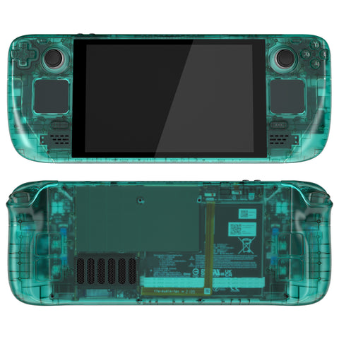 eXtremeRate Replacement Clear Emerald Green Full Set Shell with Buttons for Steam Deck LCD - QESDM004