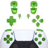 eXtremeRate Replacement D-pad R1 L1 R2 L2 Triggers Share Options Face Buttons, Clear Green Full Set Buttons Compatible with ps5 Controller BDM-030 - Controller NOT Included - JPF3003G3