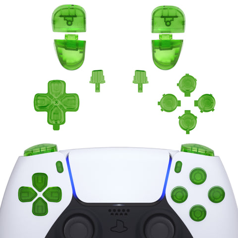 eXtremeRate Replacement D-pad R1 L1 R2 L2 Triggers Share Options Face Buttons, Clear Green Full Set Buttons Compatible with ps5 Controller BDM-030/040 - Controller NOT Included - JPF3003G3