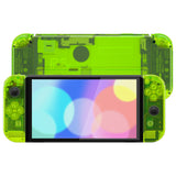 eXtremeRate Clear Lime Green Custom Full Set Shell for Nintendo Switch OLED, DIY Replacement Console Back Plate & Kickstand, NS Joycon Handheld Controller Housing with Colorful Buttons for Nintendo Switch OLED - QNSOM5008
