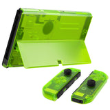 eXtremeRate Clear Lime Green Custom Full Set Shell for Nintendo Switch OLED, DIY Replacement Console Back Plate & Kickstand, NS Joycon Handheld Controller Housing with Colorful Buttons for Nintendo Switch OLED - QNSOM5008