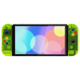 eXtremeRate Clear Lime Green Custom Full Set Shell for Nintendo Switch OLED, DIY Replacement Console Back Plate & Kickstand, NS Joycon Handheld Controller Housing with Colorful Buttons for Nintendo Switch OLED - QNSOM5008