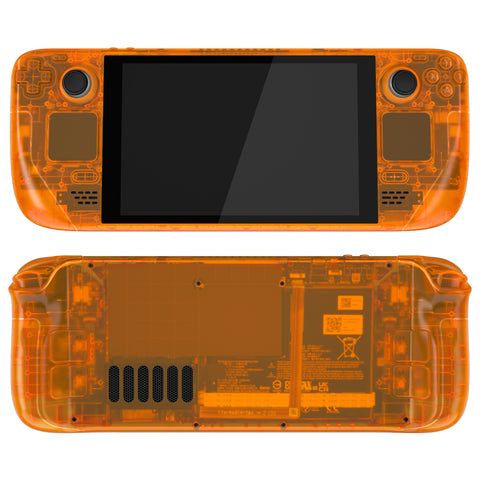 eXtremeRate Replacement Clear Orange Full Set Shell with Buttons for Steam Deck LCD - QESDM007