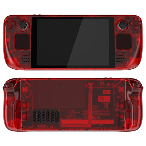 eXtremeRate Replacement Clear Red Full Set Shell with Buttons for Steam Deck LCD - QESDM006