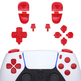 eXtremeRate Replacement D-pad R1 L1 R2 L2 Triggers Share Options Face Buttons, Clear Red Full Set Buttons Compatible with ps5 Controller BDM-030/040 - Controller NOT Included - JPF3002G3