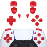 eXtremeRate Replacement D-pad R1 L1 R2 L2 Triggers Share Options Face Buttons, Clear Red Full Set Buttons Compatible with ps5 Controller BDM-030 - Controller NOT Included - JPF3002G3