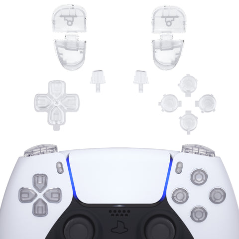 eXtremeRate Replacement D-pad R1 L1 R2 L2 Triggers Share Options Face Buttons, Clear Full Set Buttons Compatible with ps5 Controller BDM-030 - Controller NOT Included - JPF3001G3