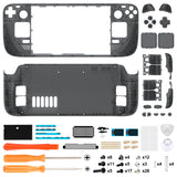 eXtremeRate Replacement Clear Slate Black Full Set Shell with Buttons for Steam Deck Console - QESDM002