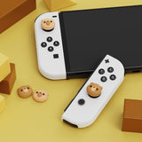 PlayVital Cozy Bear Switch Thumb Grip Caps, Joystick Caps for NS Switch Lite, Silicone Analog Cover Thumbstick Grips for Joycon of Switch OLED - NJM1196