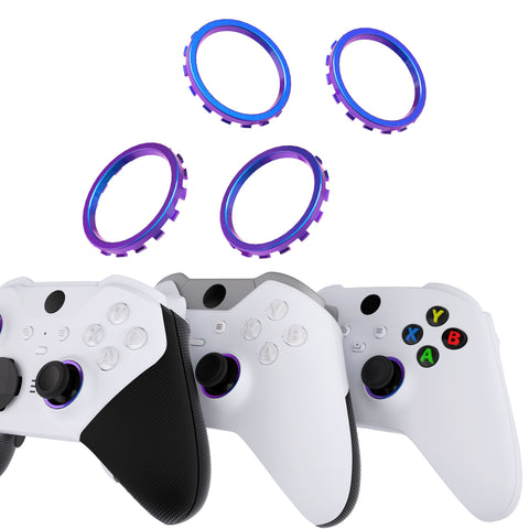 eXtremeRate Custom Accent Rings for Xbox Elite Series 2 Core & for Elite Series 2 & for Xbox One Elite Controller, Compatible with eXtremeRate ASR Version Shell for Xbox Series X/S Controller - Chameleon Purple Blue Glossy - XOJ13001GC