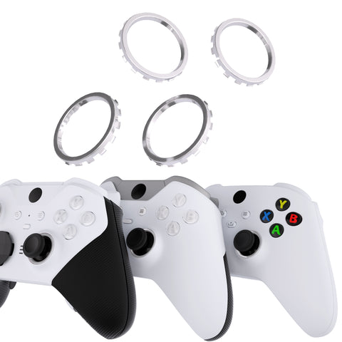 eXtremeRate Custom Accent Rings for Xbox Elite Series 2 Core & for Elite Series 2 & for Xbox One Elite Controller, Compatible with eXtremeRate ASR Version Shell for Xbox Series X/S Controller - Chrome Silver - XOJ13010GC