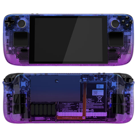 eXtremeRate Replacement Gradient Translucent Bluebell Full Set Shell with Buttons for Steam Deck LCD - QESDP008