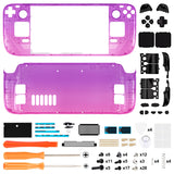 eXtremeRate Replacement Gradient Translucent Purple Rose Red Full Set Shell with Buttons for Steam Deck Console - QESDP009