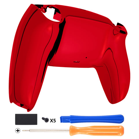 eXtremeRate Chrome Red Glossy Custom Back Housing Bottom Shell Compatible with ps5 Controller, Replacement Back Shell Cover Compatible with ps5 Controller - DPFD4003