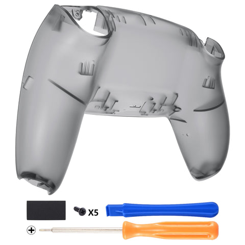 eXtremeRate Clear Black Custom Back Housing Bottom Shell Compatible with ps5 Controller, Replacement Back Shell Cover Compatible with ps5 Controller - DPFM5007