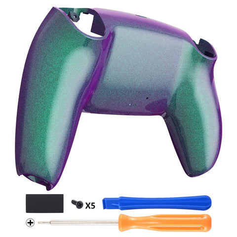 eXtremeRate Chameleon Green Purple Glossy Custom Back Housing Bottom Shell Compatible with ps5 Controller, Replacement Back Shell Cover Compatible with ps5 Controller - DPFP3002
