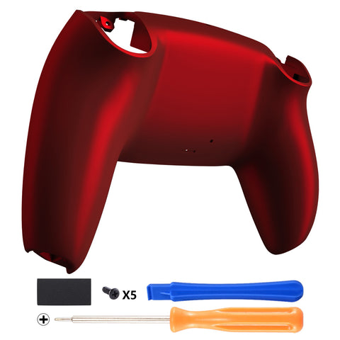 eXtremeRate Scarlet Red Soft Touch Custom Back Housing Bottom Shell Compatible with ps5 Controller, Replacement Back Shell Cover Compatible with ps5 Controller - DPFP3003