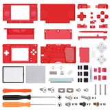 eXtremeRate Clear Red Replacement Full Housing Shell for Nintendo DS Lite, Custom Handheld Console Case Cover with Buttons, Screen Lens for Nintendo DS Lite NDSL - Console NOT Included - DSLM5002