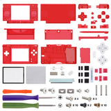 eXtremeRate Clear Red Replacement Full Housing Shell for Nintendo DS Lite, Custom Handheld Console Case Cover with Buttons, Screen Lens for Nintendo DS Lite NDSL - Console NOT Included - DSLM5002
