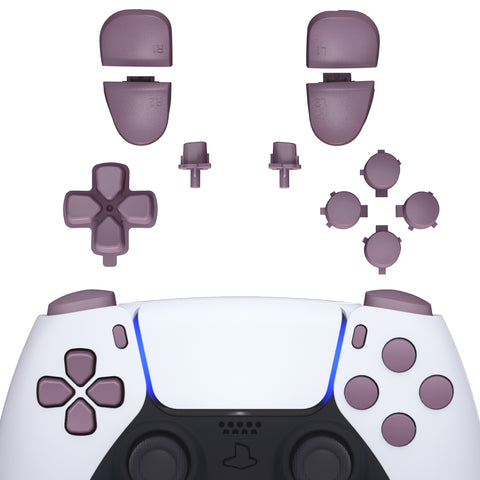 eXtremeRate Replacement D-pad R1 L1 R2 L2 Triggers Share Options Face Buttons, Dark Grayish Violet Full Set Buttons Compatible with ps5 Controller BDM-030/040 - Controller NOT Included - JPF1018G3