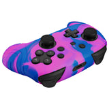 PlayVital Samurai Edition Ergonomic Silicone Skin Protective Case for Nintendo Switch Pro Controller, Soft Anti-slip Controller Grip Protector for Nintendo Switch Pro with Thumb Grip Caps - Pink & Purple & Blue- EBNPP005