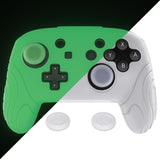 PlayVital Samurai Edition Ergonomic Silicone Skin Protective Case for Nintendo Switch Pro Controller, Soft Anti-slip Controller Grip Protector for Nintendo Switch Pro with Thumb Grip Caps - Glow in Dark - Green - EBNPP007