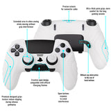 PlayVital Guardian Edition Anti-Slip Ergonomic Silicone Cover Case for ps5 Edge Controller, Soft Rubber Protector Skin for ps5 Edge Wireless Controller with Thumb Grip Caps - White - EHPFP002