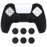 PlayVital Pure Series Dockable Model Anti-Slip Silicone Cover Skin for ps5 Controller, Soft Rubber Grip Case for ps5 Wireless Controller Fits with Charging Station with 6 Thumb Grip Caps - Black - EKPFP001