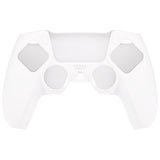 PlayVital Pure Series Dockable Model Anti-Slip Silicone Cover Skin for ps5 Controller, Soft Rubber Grip Case for ps5 Wireless Controller Fits with Charging Station with 6 Thumb Grip Caps - White - EKPFP002