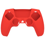PlayVital Pure Series Dockable Model Anti-Slip Silicone Cover Skin for ps5 Controller, Soft Rubber Grip Case for ps5 Wireless Controller Fits with Charging Station with 6 Thumb Grip Caps - Passion Red - EKPFP005