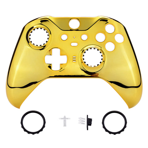eXtremeRate Replacement Front Housing Shell Case for Xbox One Elite Series 2 & Elite 2 Core Controller (Model 1797) - Chrome Gold Glossy - ELD401