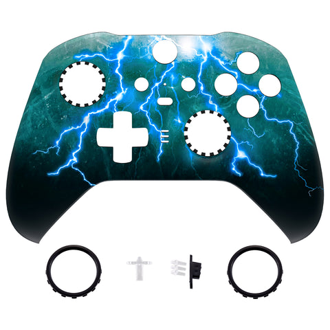 eXtremeRate Replacement Front Housing Shell Case for Xbox One Elite Series 2 & Elite 2 Core Controller (Model 1797) - Green Storm Thunder - ELT145