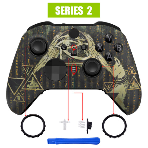 eXtremeRate Eye of Providence Pyramid Replacement Front Housing Shell Case with Thumbstick Accent Rings for Xbox One Elite Series 2 Controller Model 1797 - ELT153