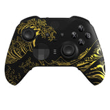 eXtremeRate Replacement Front Housing Shell Case for Xbox One Elite Series 2 & Elite 2 Core Controller (Model 1797) - The Great GOLDEN Wave Off Kanagawa - Black - ELT154