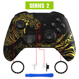 eXtremeRate Replacement Front Housing Shell Case for Xbox One Elite Series 2 & Elite 2 Core Controller (Model 1797) - The Great GOLDEN Wave Off Kanagawa - Black - ELT154