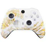 eXtremeRate Replacement Front Housing Shell Case for Xbox One Elite Series 2 & Elite 2 Core Controller (Model 1797) - The Great GOLDEN Wave Off Kanagawa - White - ELT155