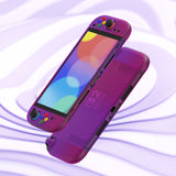 PlayVital Clear Series Protective Case for Nintendo Switch 2, Anti-Scratches Hard Shell Dockable Grip Cover with Extra Foldable Stand & Thumb Grips for Nintendo Switch 2 - Clear Atomic Purple Rose Red - EXVNTP001