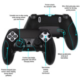 PlayVital Ninja Edition Anti-Slip Half-Covered Silicone Cover Skin for ps5 Edge Controller, Ergonomic Protector Soft Rubber Case for ps5 Edge Wireless Controller with Thumb Grip Caps - Black - EYPFP001