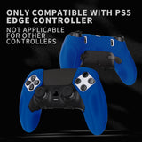 PlayVital Ninja Edition Anti-Slip Half-Covered Silicone Cover Skin for ps5 Edge Controller, Ergonomic Protector Soft Rubber Case for ps5 Edge Wireless Controller with Thumb Grip Caps - Blue - EYPFP008