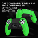 PlayVital Ninja Edition Anti-Slip Half-Covered Silicone Cover Skin for ps5 Edge Controller, Ergonomic Protector Soft Rubber Case for ps5 Edge Wireless Controller with Thumb Grip Caps - Green - EYPFP009