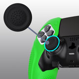 PlayVital Ninja Edition Anti-Slip Half-Covered Silicone Cover Skin for ps5 Edge Controller, Ergonomic Protector Soft Rubber Case for ps5 Edge Wireless Controller with Thumb Grip Caps - Green - EYPFP009